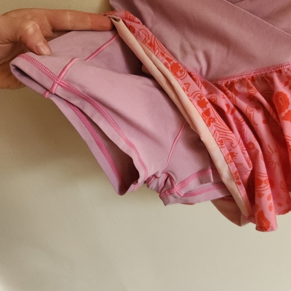 Offline By Aerie Running Shorts Pink Orange Paisley Flowy Small S - Picture 5 of 8